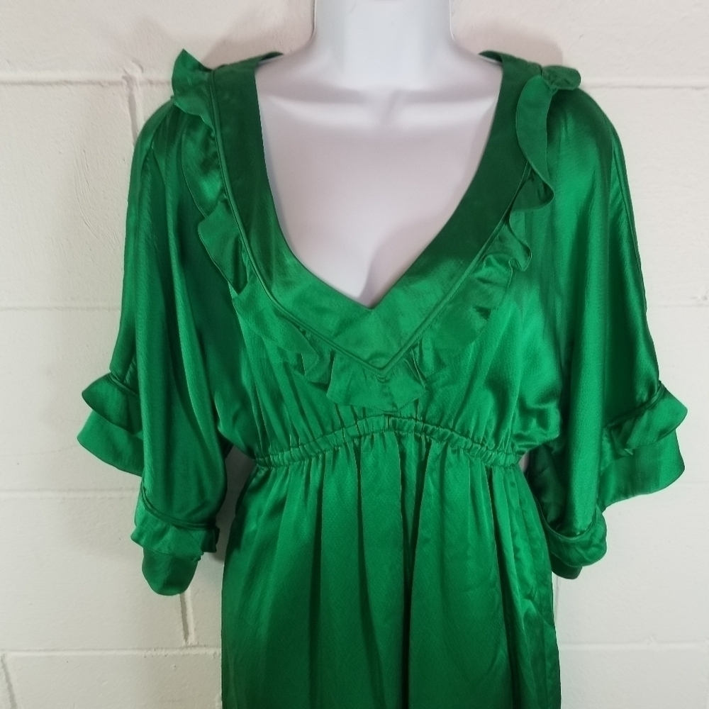 Susana Monaco green silk babydoll kimono dress - Picture 6 of 9